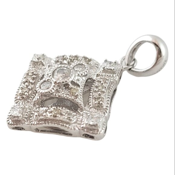 Vintage 14K White Gold Diamond Kite Shape Pendant #14983 - Picture 4 of 9